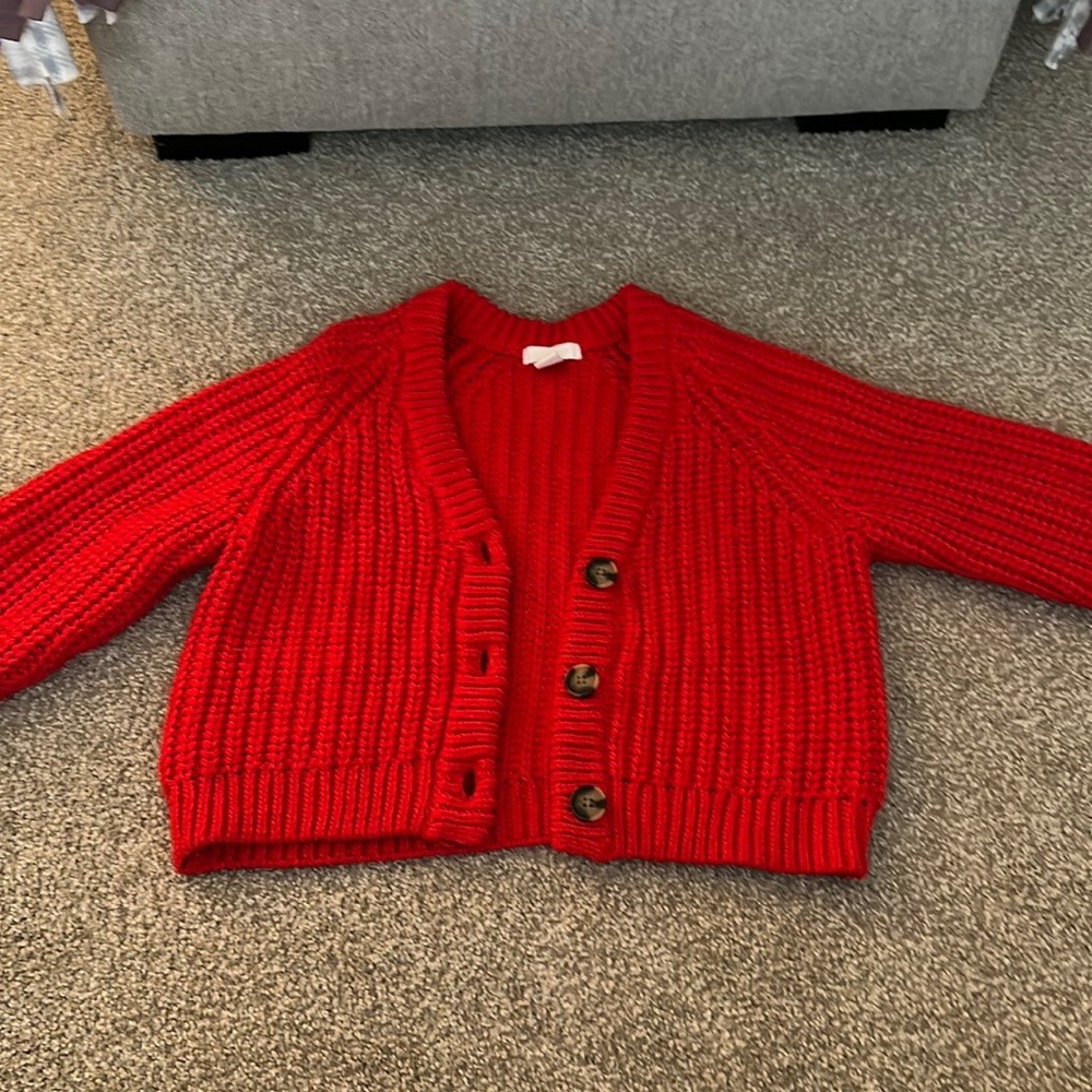 Red H&M cardigan